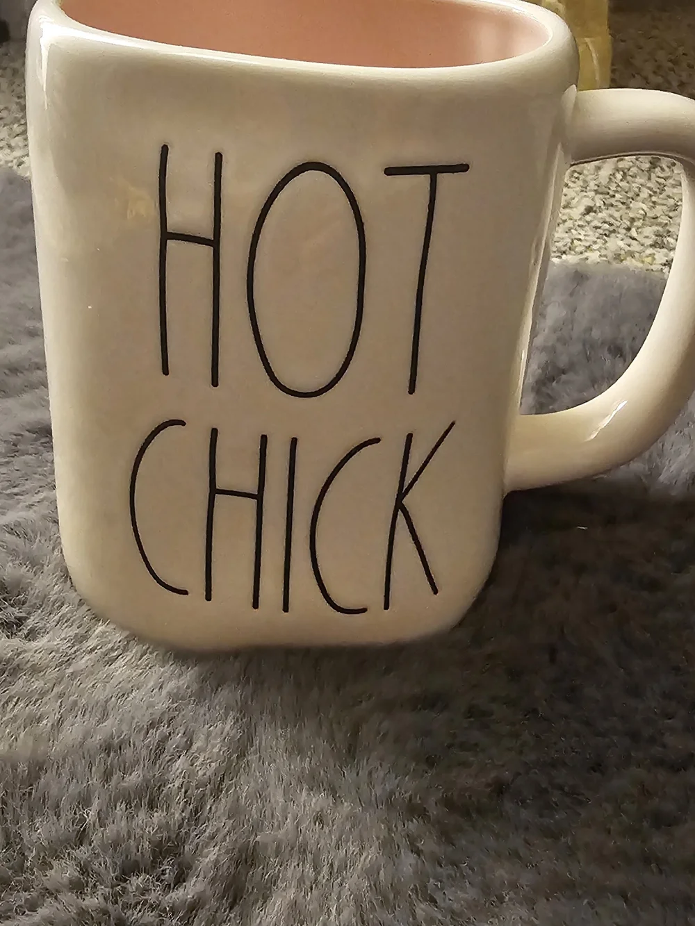 Rae Dunn Cream Mug with Pink Interior - HOT CHICK